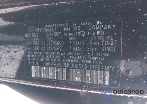 2021 Hyundai Palisade Calligraphy z USA, uszkodzony, nr VIN KM8R7DHE7MU303619